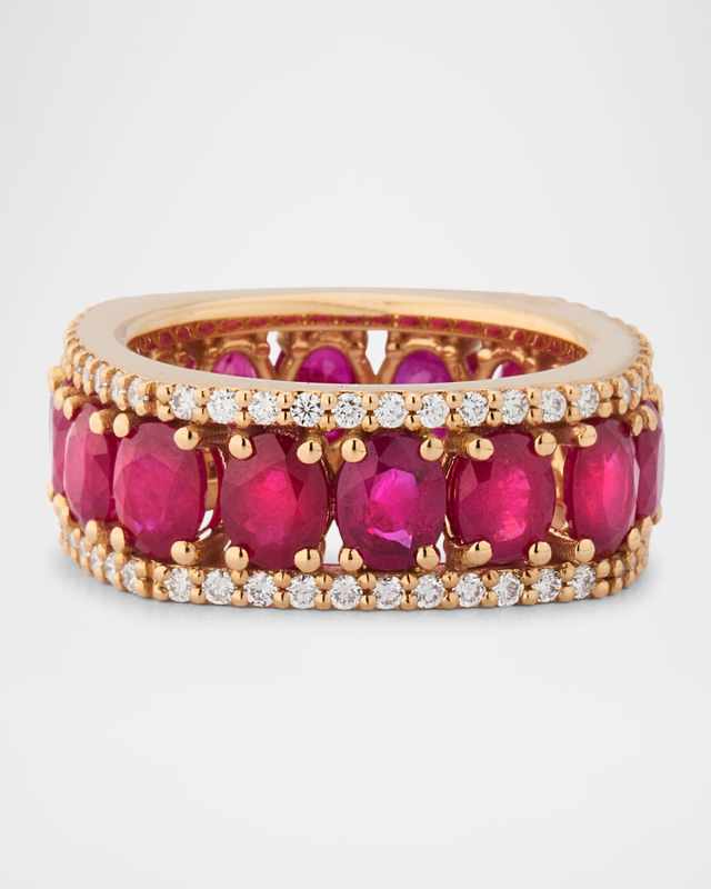 18K Rose Gold Procida Diamond and Ruby Band Ring